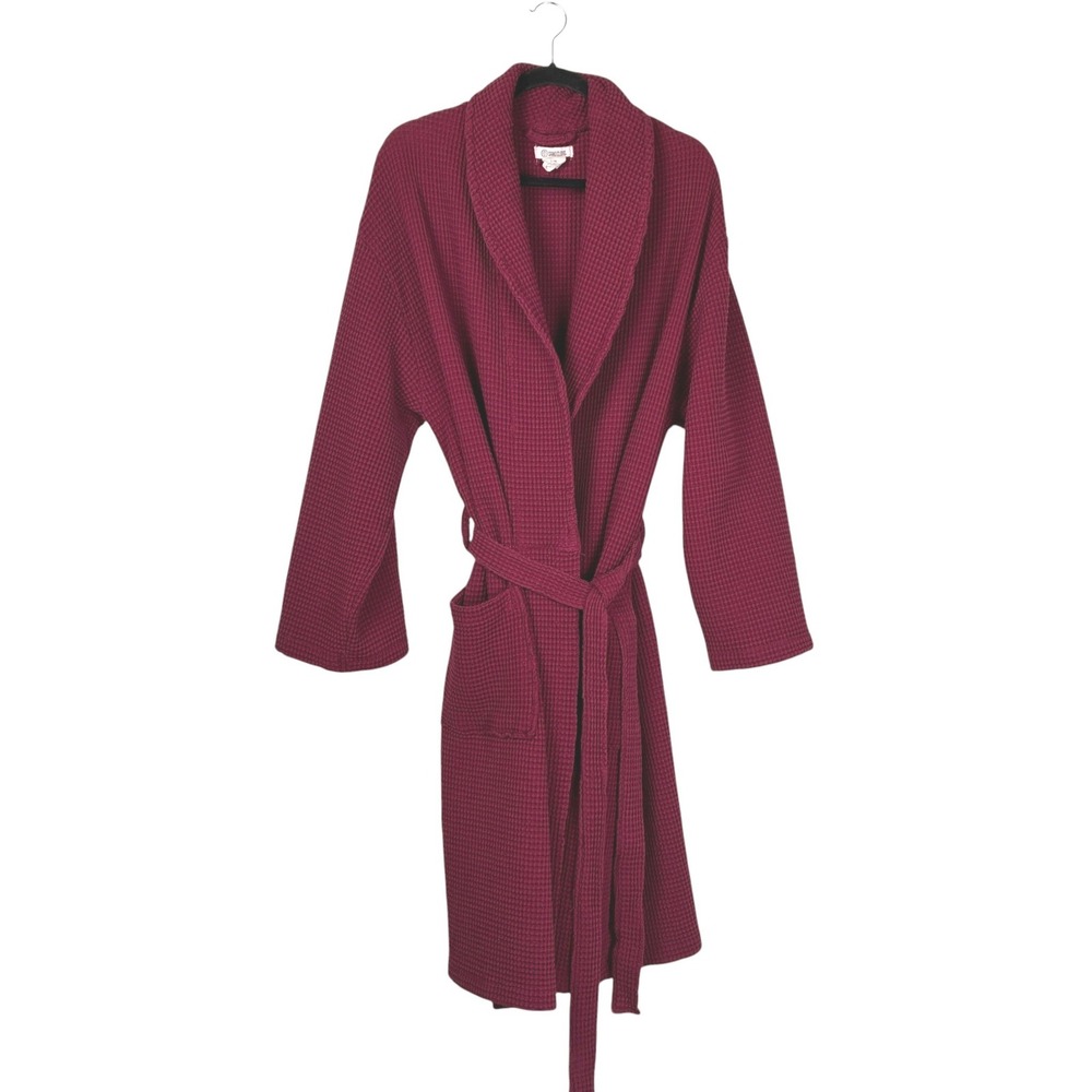 Sandcloud Womens Waffle Knit Robe Size L/XL Burgundy Organic Cotton Lounge